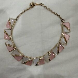 Vintage Pink and White Geometric Statement Necklace